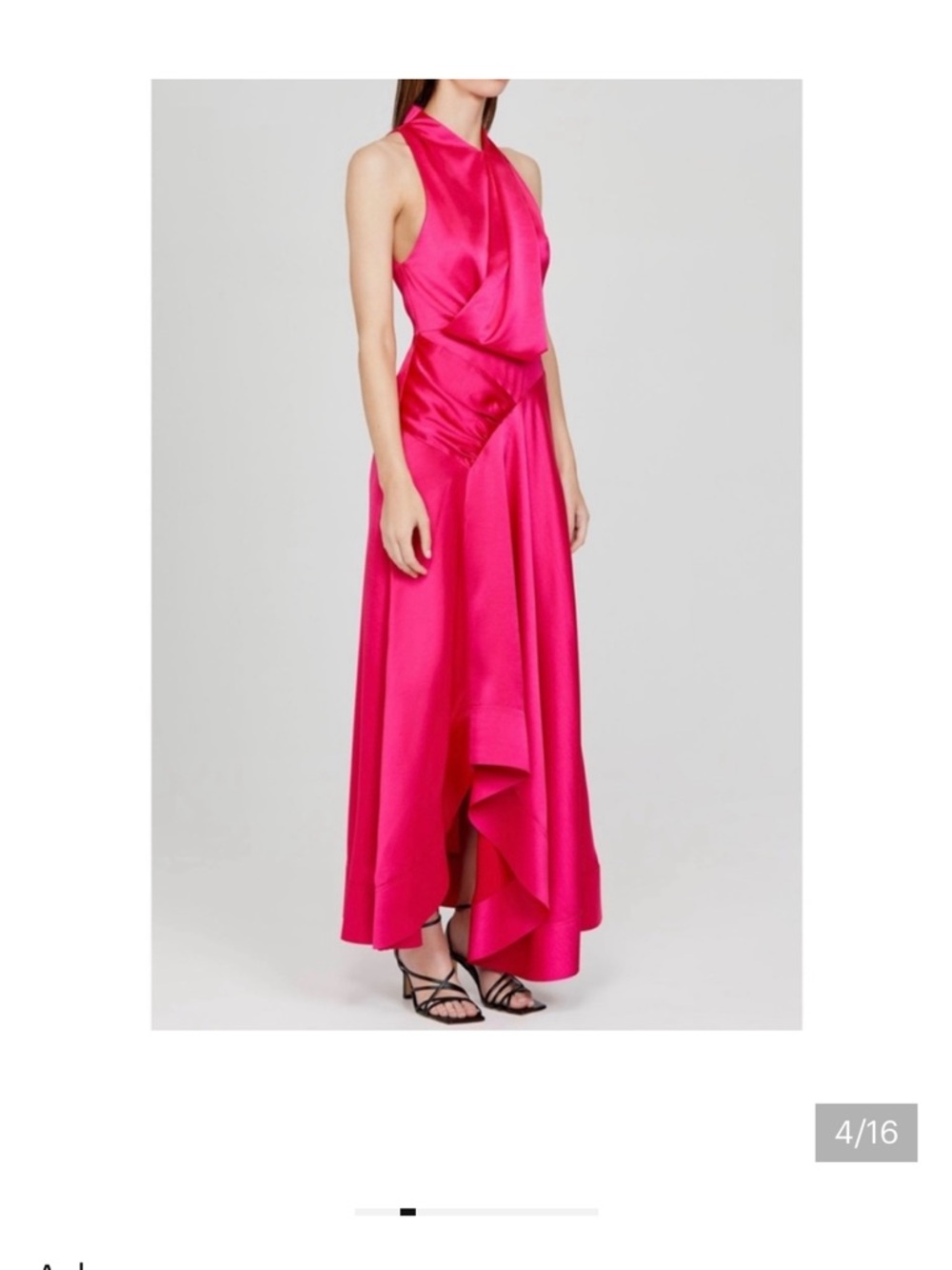 Acler Hot Pink Asymmetrical Satin Dress - Picture 4 of 5